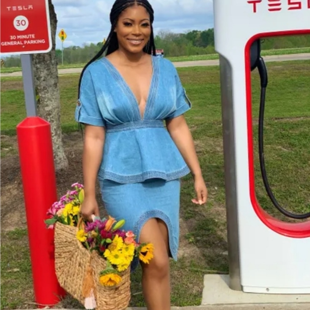 Denim Peplum Dress